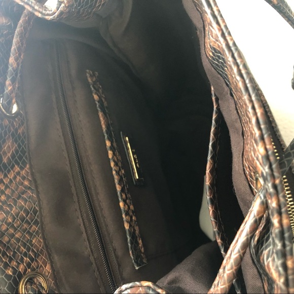 Aldo Python Snake Print Backpack Purse in Brown and Gold - Picture 7 of 15